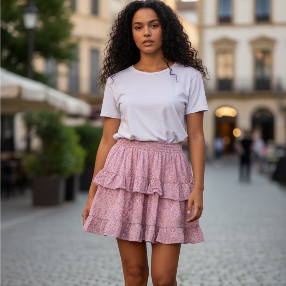 Princess Polly Susanna Ruffle Pink Floral Skirt 6
